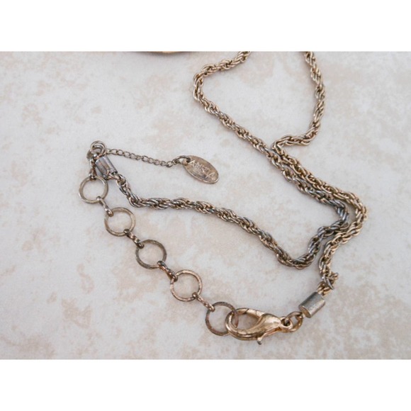 Vintage Amrita Singh Rhinestone Medallion Necklace , Twisted Rope - Picture 9 of 9